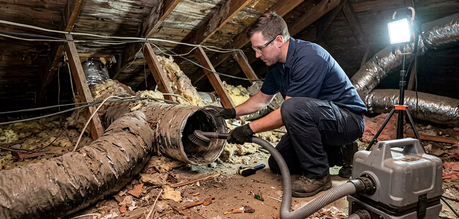 Storm-Damaged Attic Duct Cleaning in Edinburg